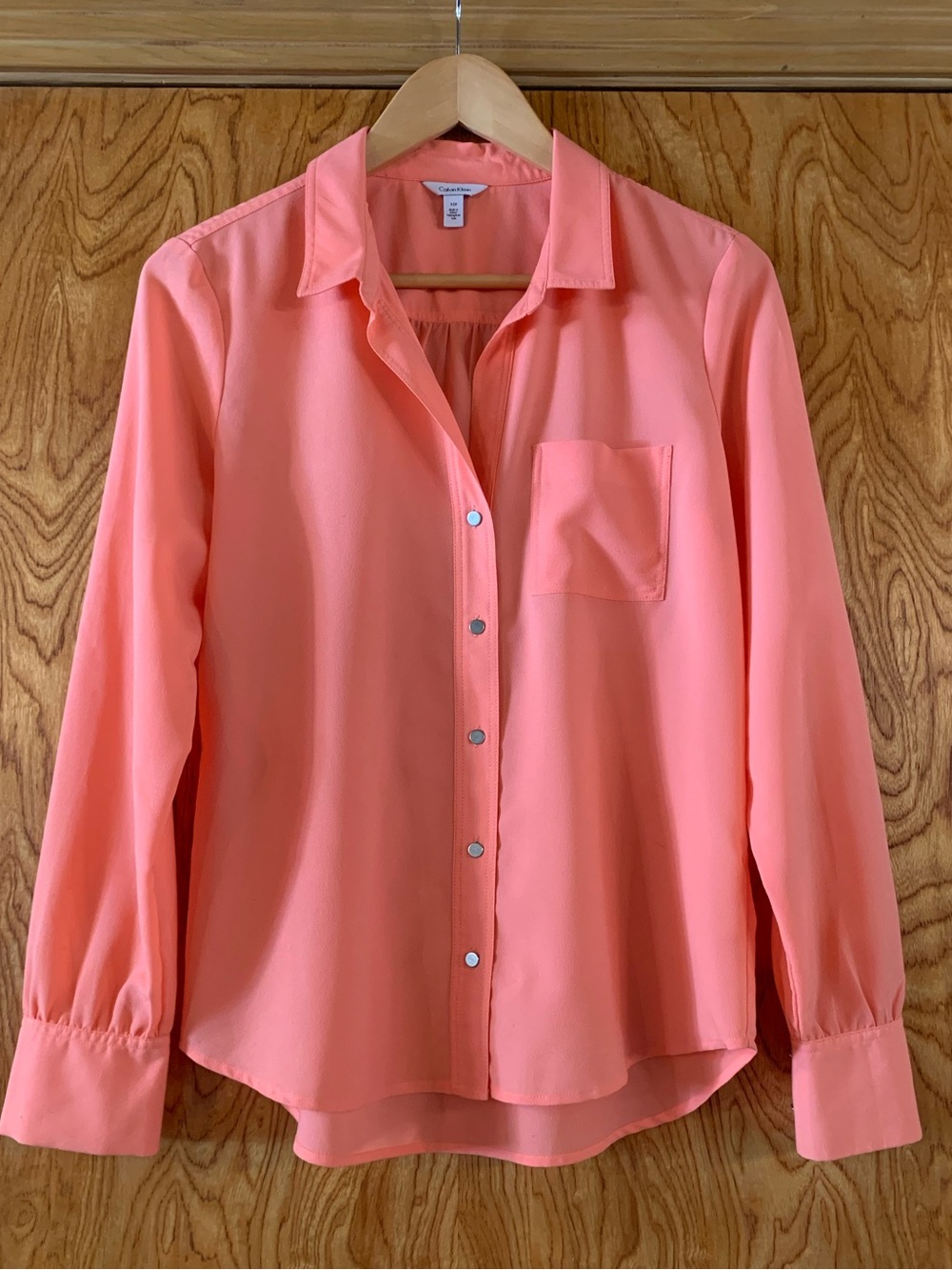 Calvin Klein Coral Pink Button-Up Blouse